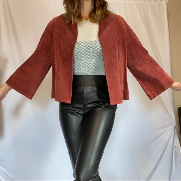 Vintage Suede Boxy Cropped Coat M/L - Picture 3 of 15
